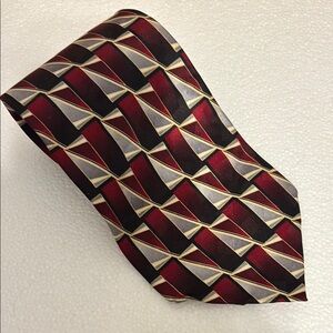 Pierre Cardin Geometric Red and Black Men's 58” 100% silk tie